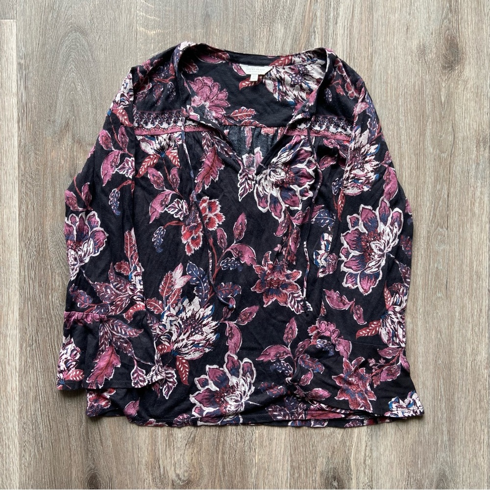 Lucky Brand Floral Bohemian Bell Sleeve Top